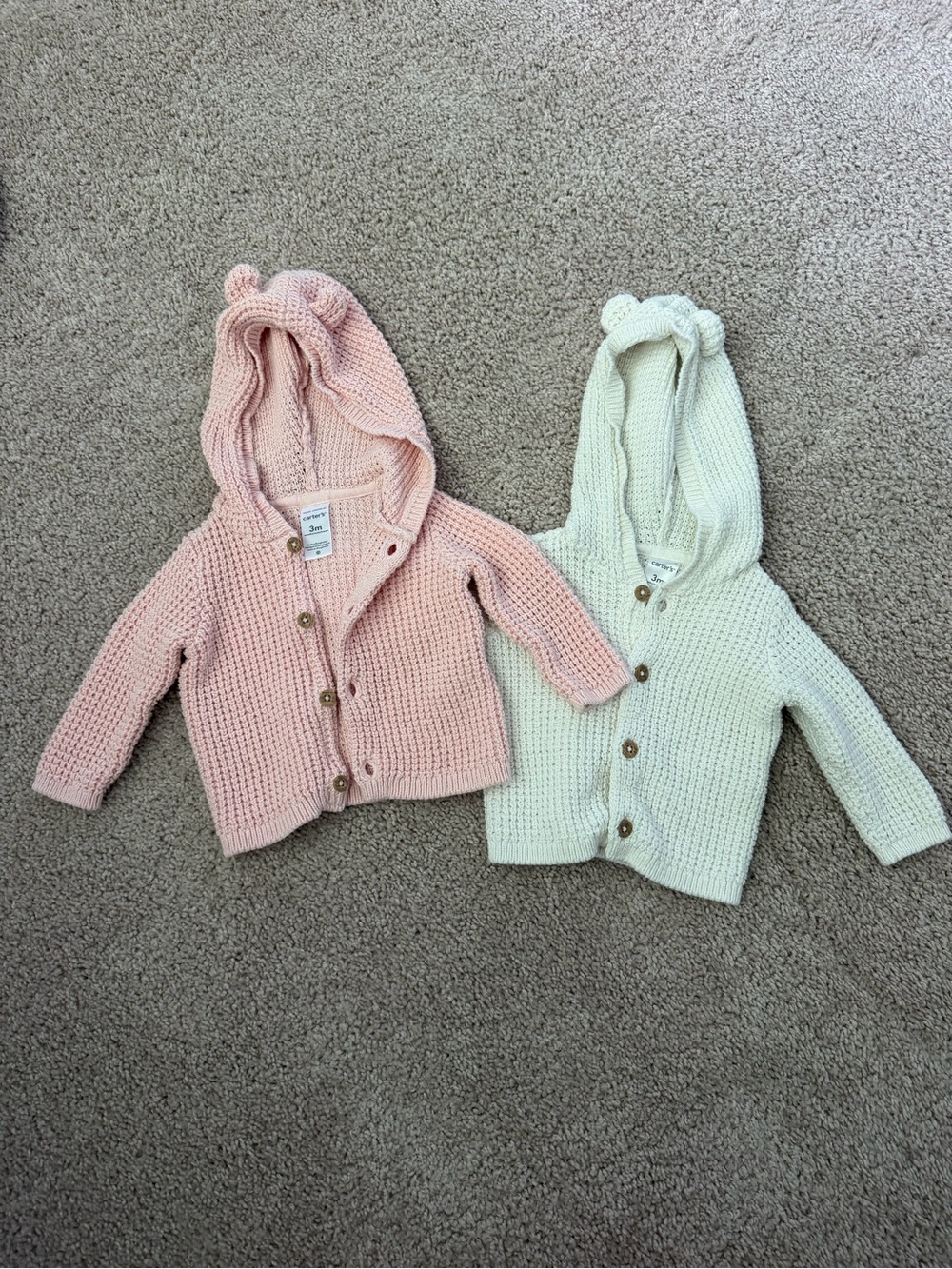 New without tags Carter’s Hooded Cardigans 3M
